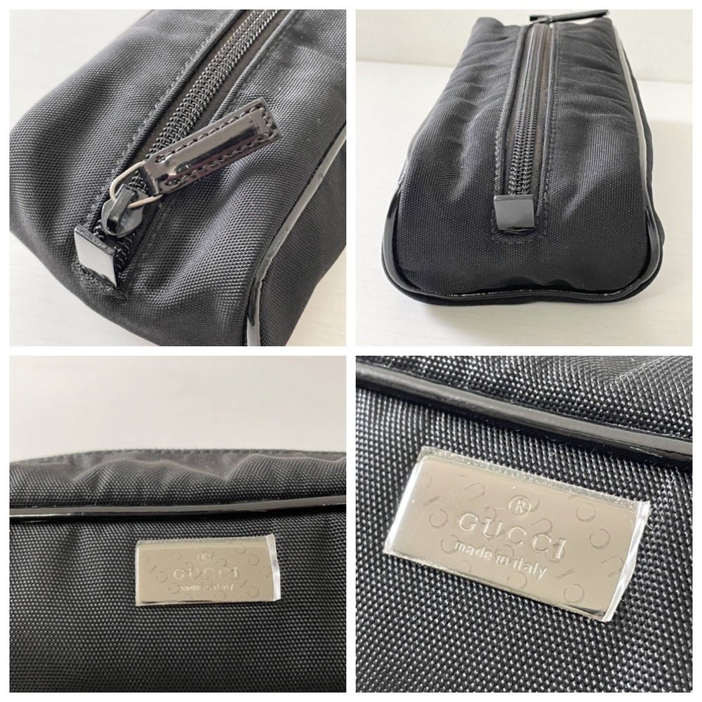 Gucci rare black nylon patent leather multi function zip pouch - Picture 4 of 9